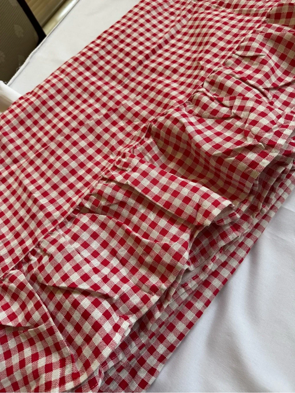 Red Gingham Ruffle Tablecloth - Home Dining